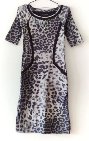 MARC CAIN Traum Stretch Leo Etui-Kleid Leopard Baumwolle 36