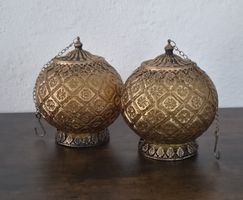 2 hochwertige Laternen LED Glas orientalisch Lampe Windlicht