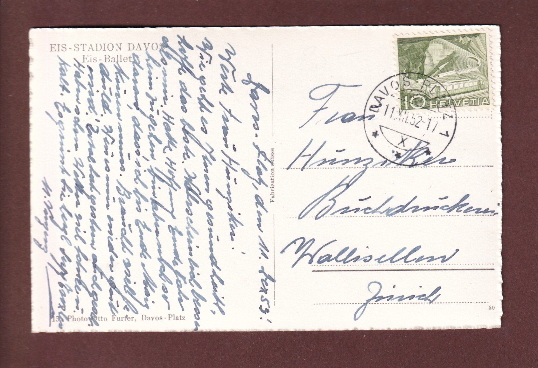 Ansichtskarten: DAVOS - Eis-Stadion - Eis-Ballet - 1952 – Gebraucht aus Pully von nicecards 1