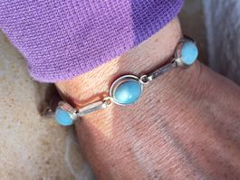 Silber (echt) Larimar Armband (17cm)