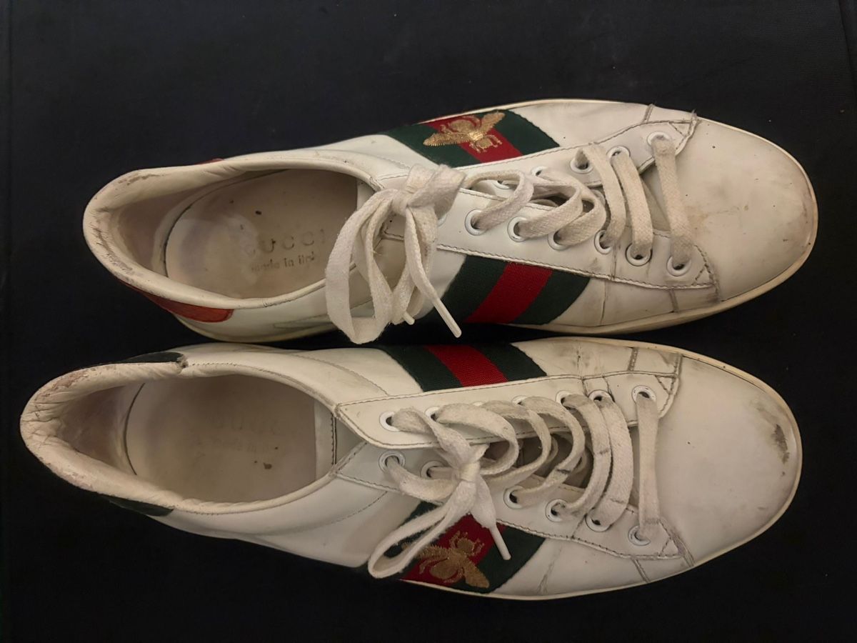 Gucci Scarpe da uomo: Gucci Baskets Cuir Blanc, abeille brodée, Taille 43 – Usato da Bulle venduto da Re-a-loved 1