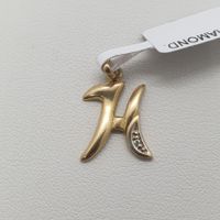 Echt 18K Gold - Diamant Buchstabe H Anhänger