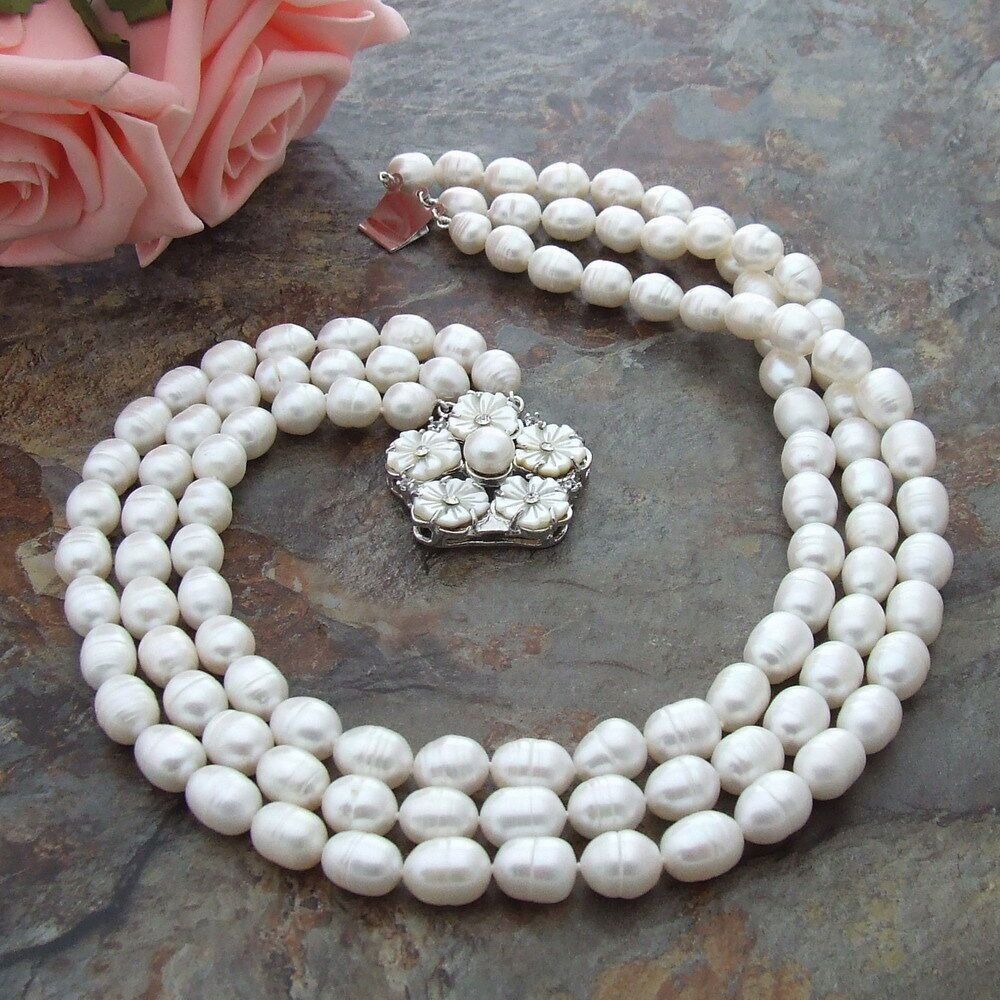 Catenine: Blume Lua Perlen Kette Echt 1cm Collier Perle Vrai Halskette – Nuovo (secondo la descrizione) da Prilly venduto da ilyria73 2