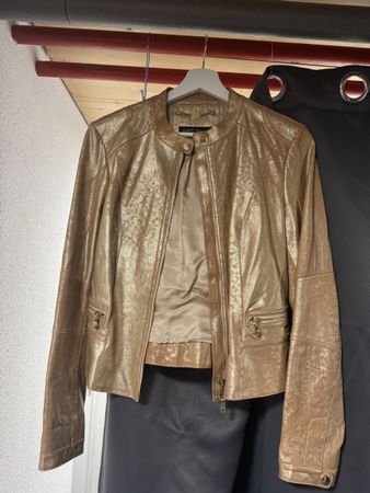 Marc Cain Lederjacke Gr. N3 Gold Herbst Top Zustand!