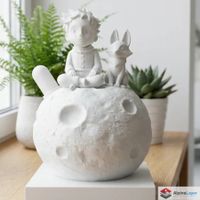 The Little Prince on the Moon Poetic Sculpture - 3D Printed