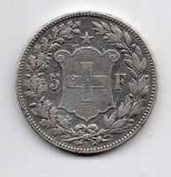 (307) CH, 5 Franken, 1890, Kopf, ss-vz