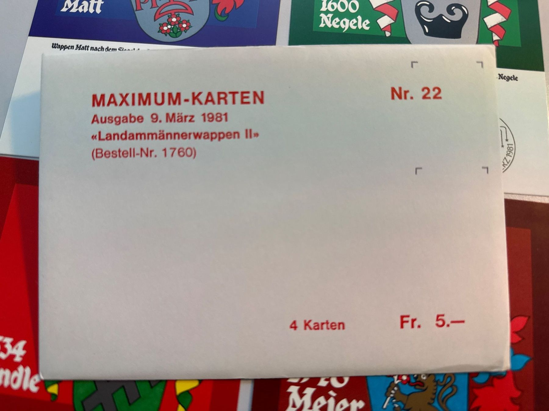 Tutti i francobolli: Maximum Karten 1981 Landammännerwappen II – Usato da Küssnacht am Rigi venduto da POSTOMASTER 1
