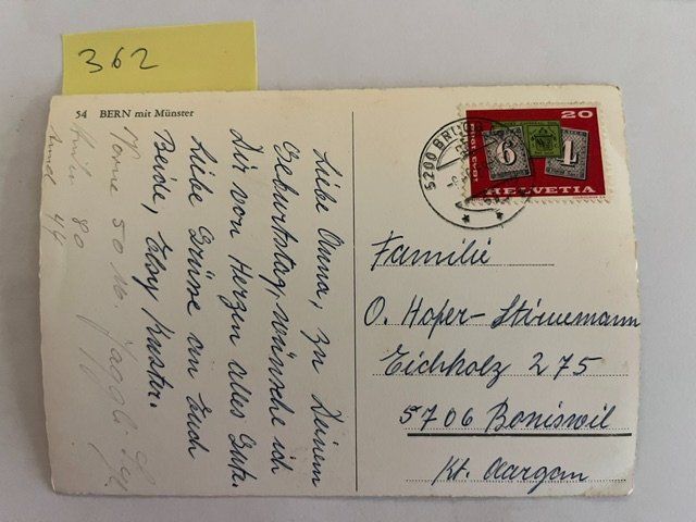 Cartoline postali: Postkarte Bern mit Muenster, 1968 – Usato da Niederwil AG venduto da dahu75 1