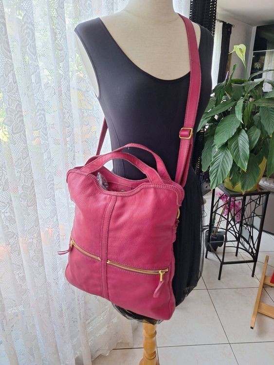Sac à Main FOSSIL En Cuir Vintage – Gris Taupe, Sac Porté épaule – Occasion Bon état