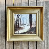 Vintage Danish Oil Painting 1985, Signed landscape Art