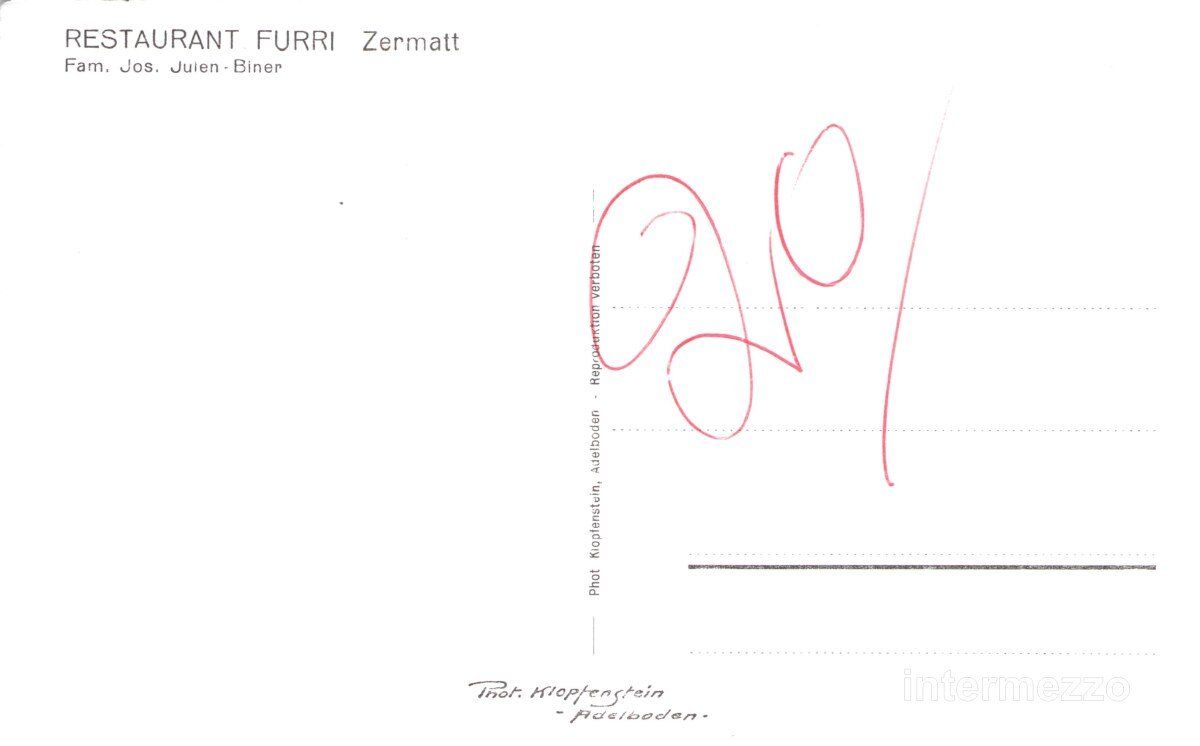 Cartoline postali: Zermatt VS // Restaurant Furri // Sommer – Usato da Basel venduto da intermezzo12 1
