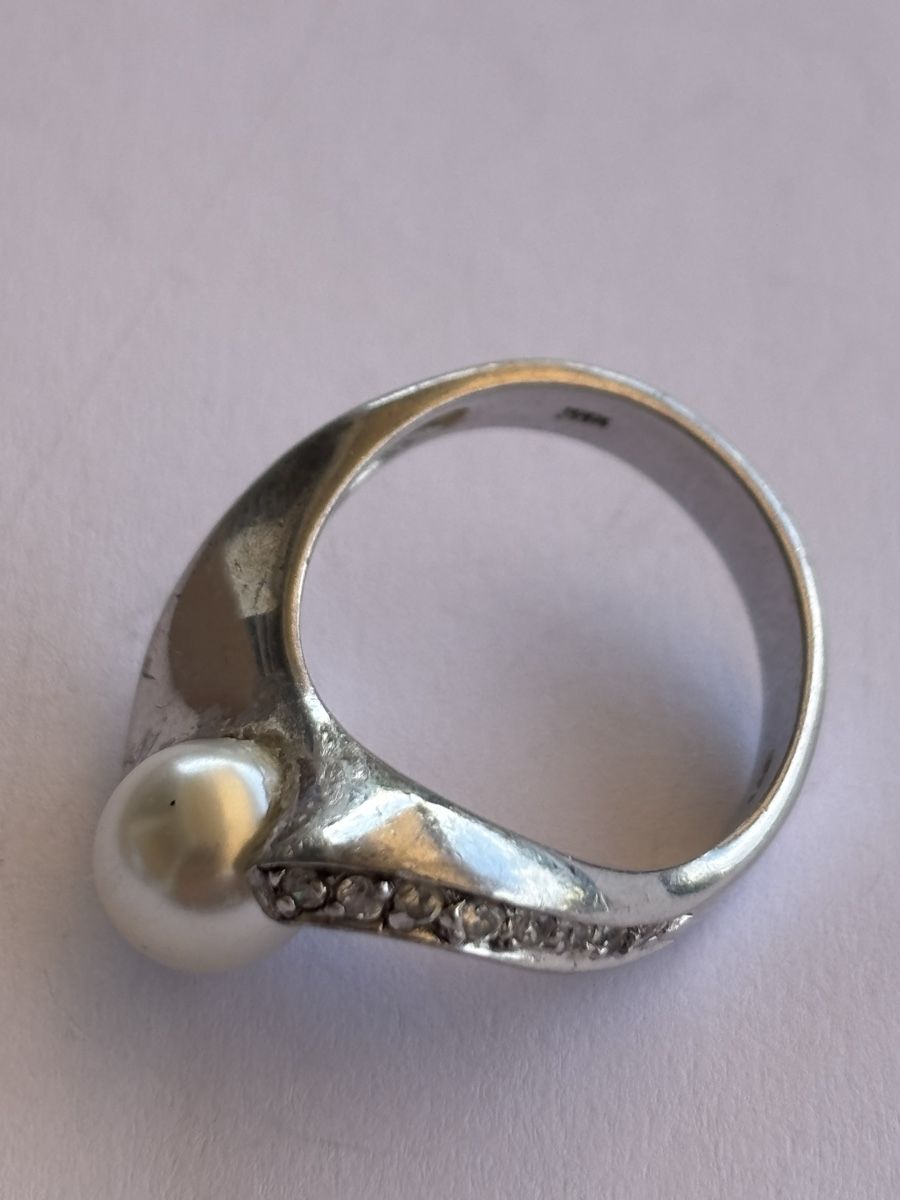 Anelli: Ring Perle mit Zirkonia Silber 925  – Usato da Langnau am Albis venduto da flusspflege 5