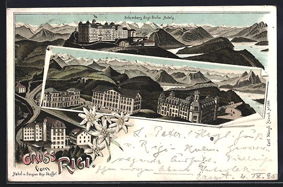 Cartoline postali: Vorläufer-Lithographie Rigi, 1895, Schr – Usato da Berlin venduto da bartko-reher