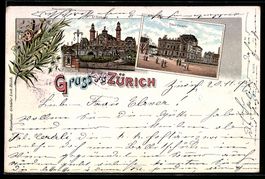Litho Zürich, Bahnhof und Stadttheater