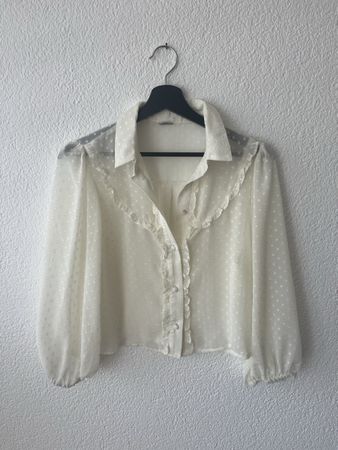 Sommer Bluse mit Rüschen, Vintage Stil, Grösse 36/S