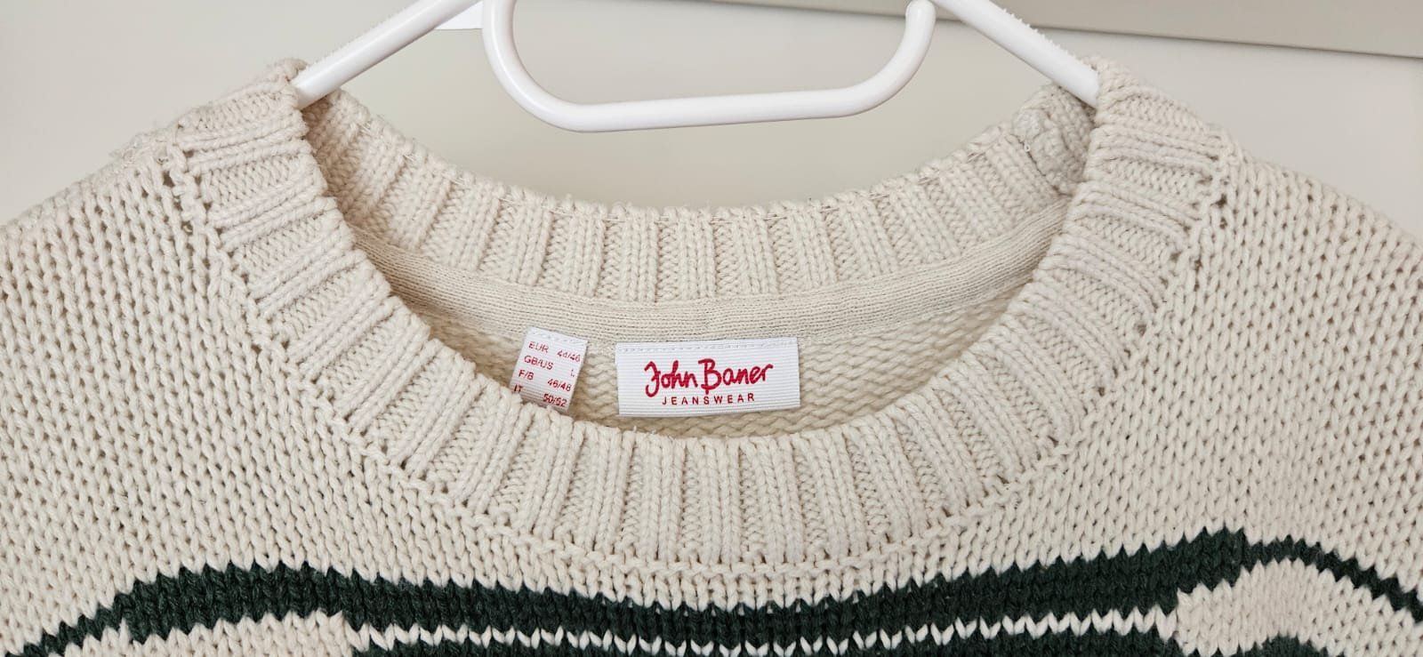 Maglioni & Felpe: Strickpullover in Creme&Grün, von John Baner Gr. 44/46 – Usato da Zweidlen venduto da Shubli 1