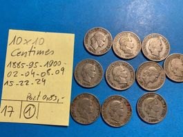 10 X 10  CENTIMES 1885 à 1924