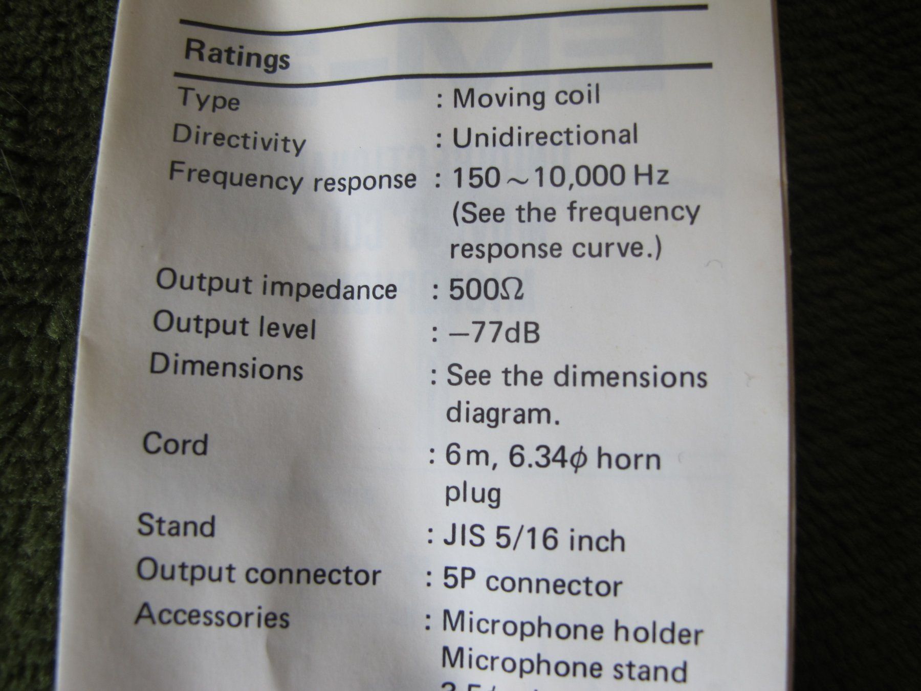 Marantz Microfoni: Microphon Uni Derectional Dynamic EM-2 Marantz Japan IMP500 – Usato da Altnau venduto da LinaAuktion 8