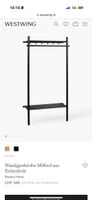 Rowico Home Wandgarderobe Milford aus Eichenholz, Schwarz
