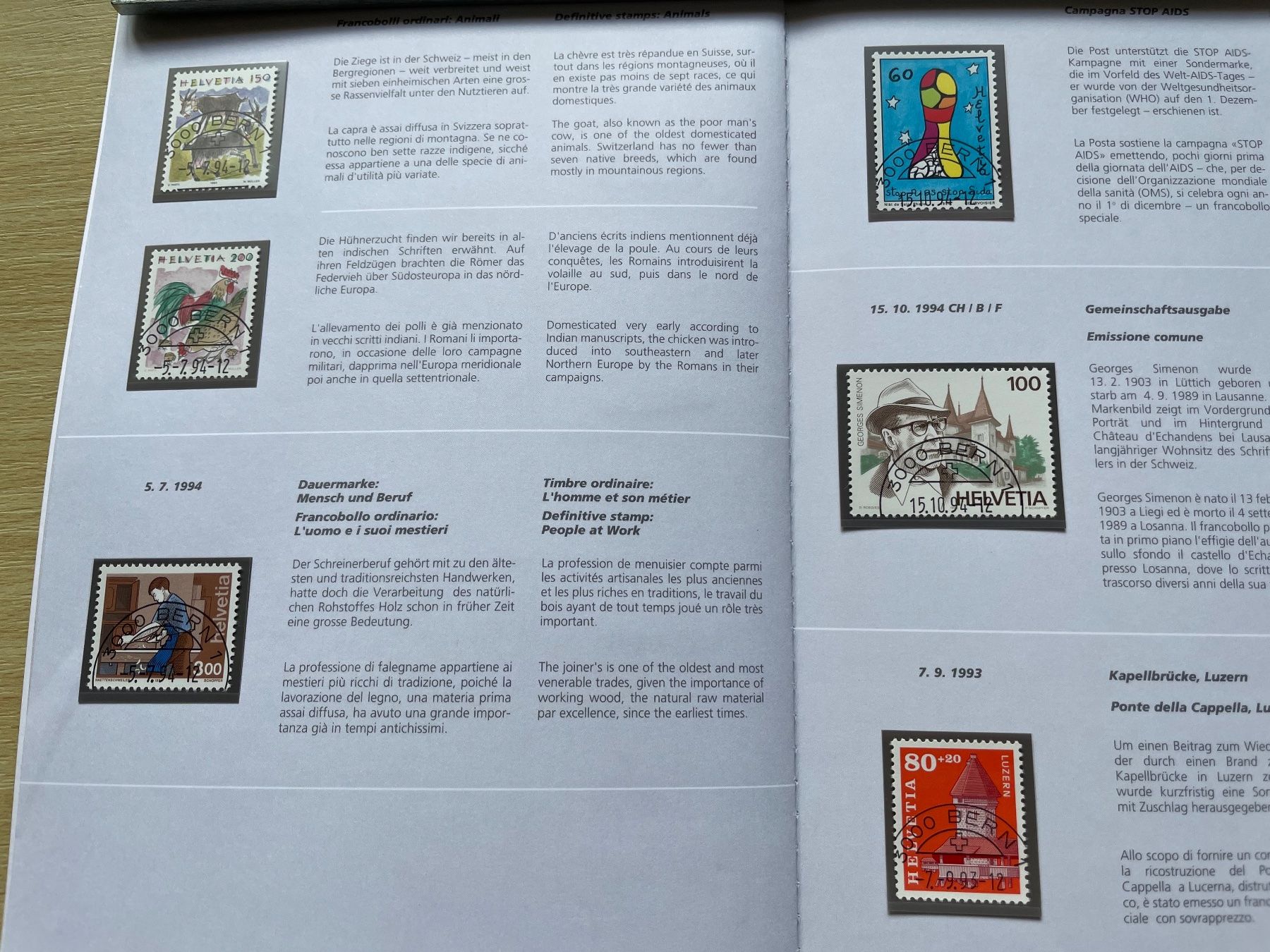 Tutti i francobolli: Carnet timb. 1994 prix poste 36.- SBK 85.- – Usato da Sonceboz-Sombeval venduto da Comment2 2