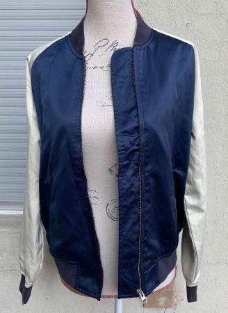 Superbe veste bomber vintage LEVI'S satin marine/beige t.XS