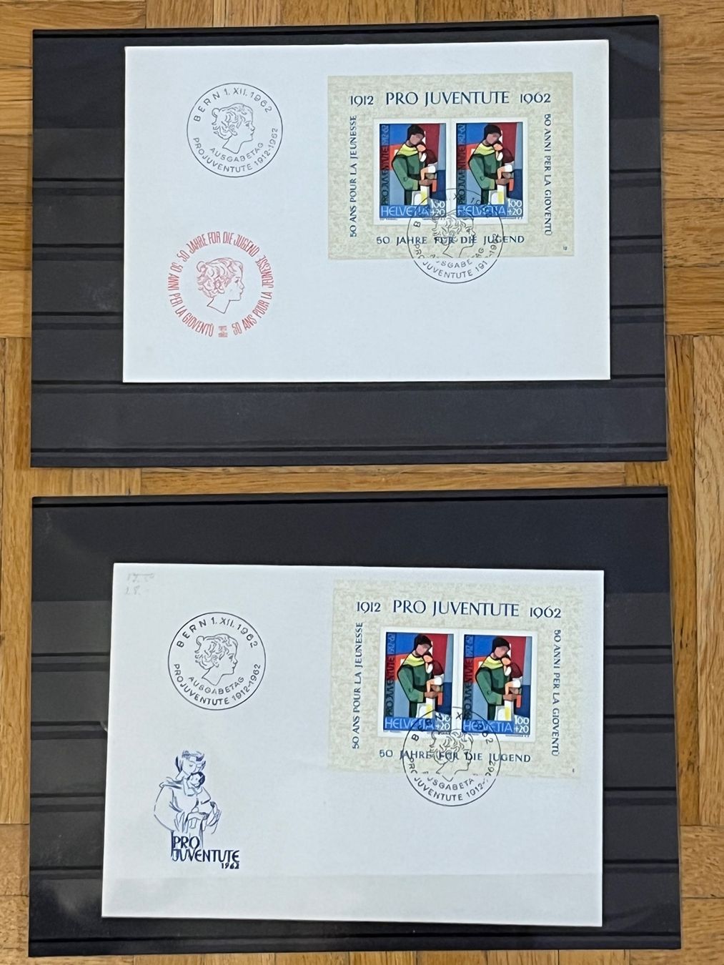 Tutti i francobolli: 2 verschiedene, 1962 - Pro Juventute - Block – Usato da Romanshorn venduto da luxcollect