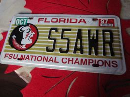 USA AUTONUMMER FLORIDA FSU NATIONAL CHAMPIONS 1997 STICKER