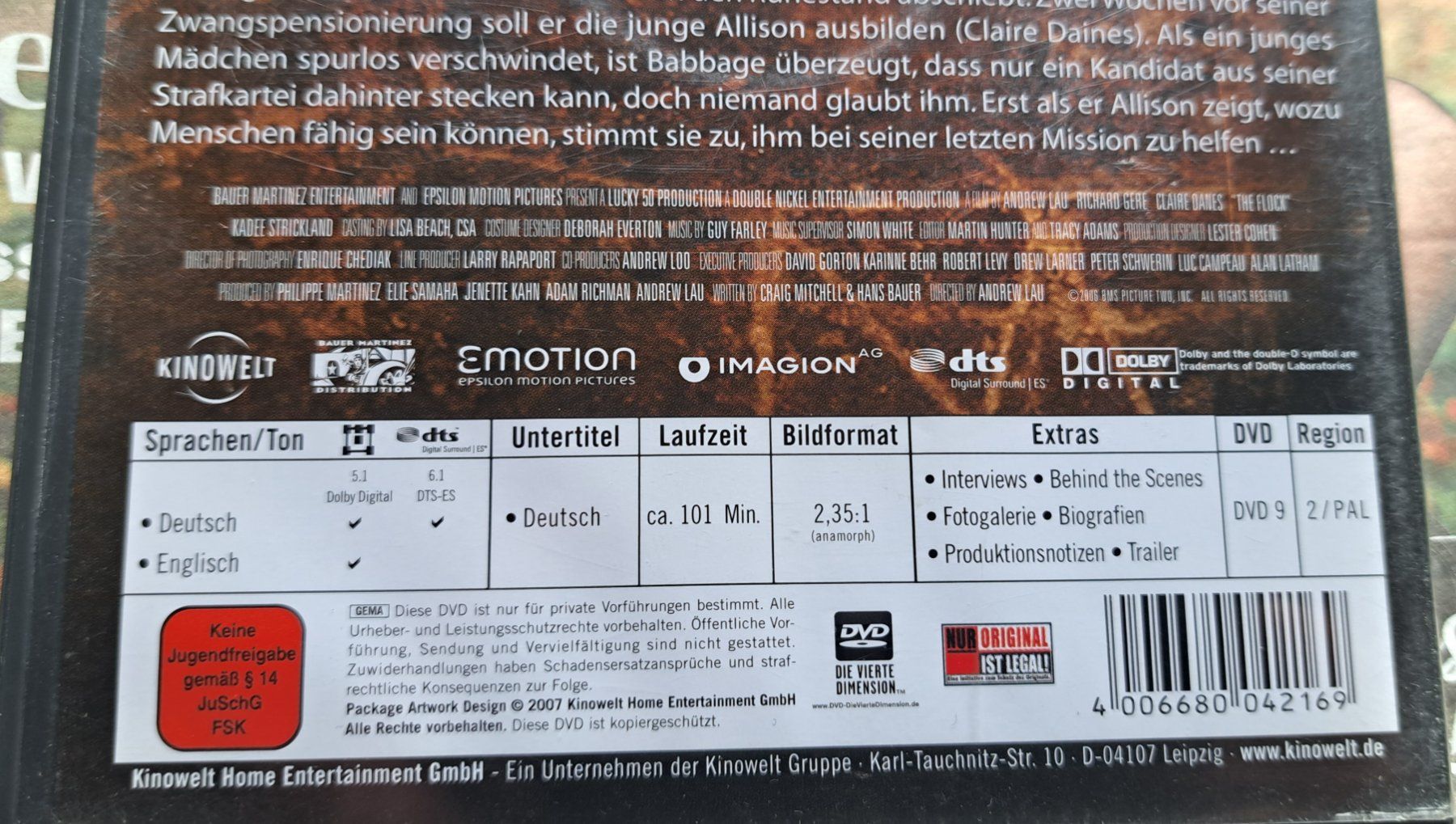 Tutti i DVDs: DVD: The Flock - Dunkle Triebe [Thriller] – Usato da Plagne venduto da Reticulum01 6