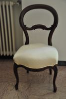 Sedie stile Napoleone III legno scuro sedile bianco, 4 pezzi