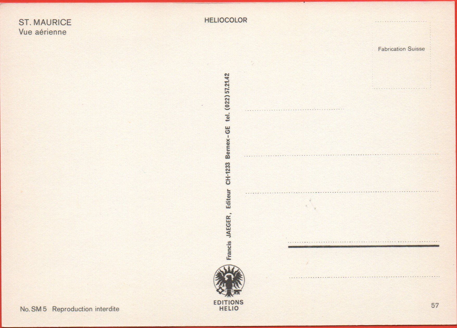 Cartoline postali: ST. MAURICE Vue aérienne – Nuovo (secondo la descrizione) da Jona venduto da philajona 1