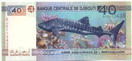 Djibouti Dschibuti 40 Francs 2017 Gedenkbanknote Walhai