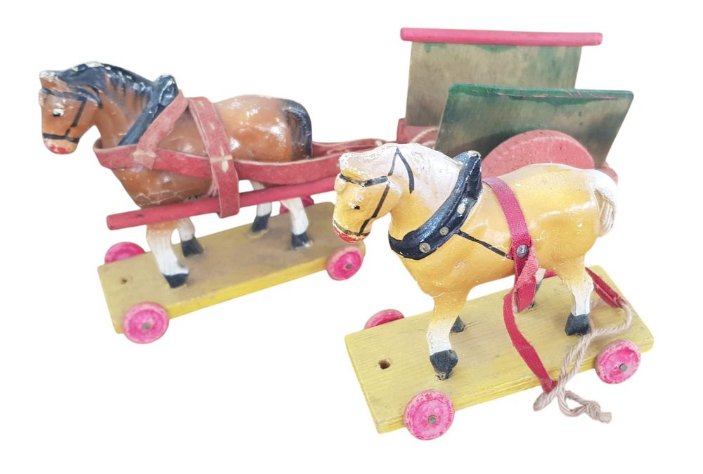 Jouets: Holzpferde Gespann 2 Stück – D'occasion à Mörschwil par antiksalon 1
