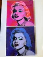 2 Marilyn Monroe Pop Art Acryl-Bilder 40x40cm blau&pink