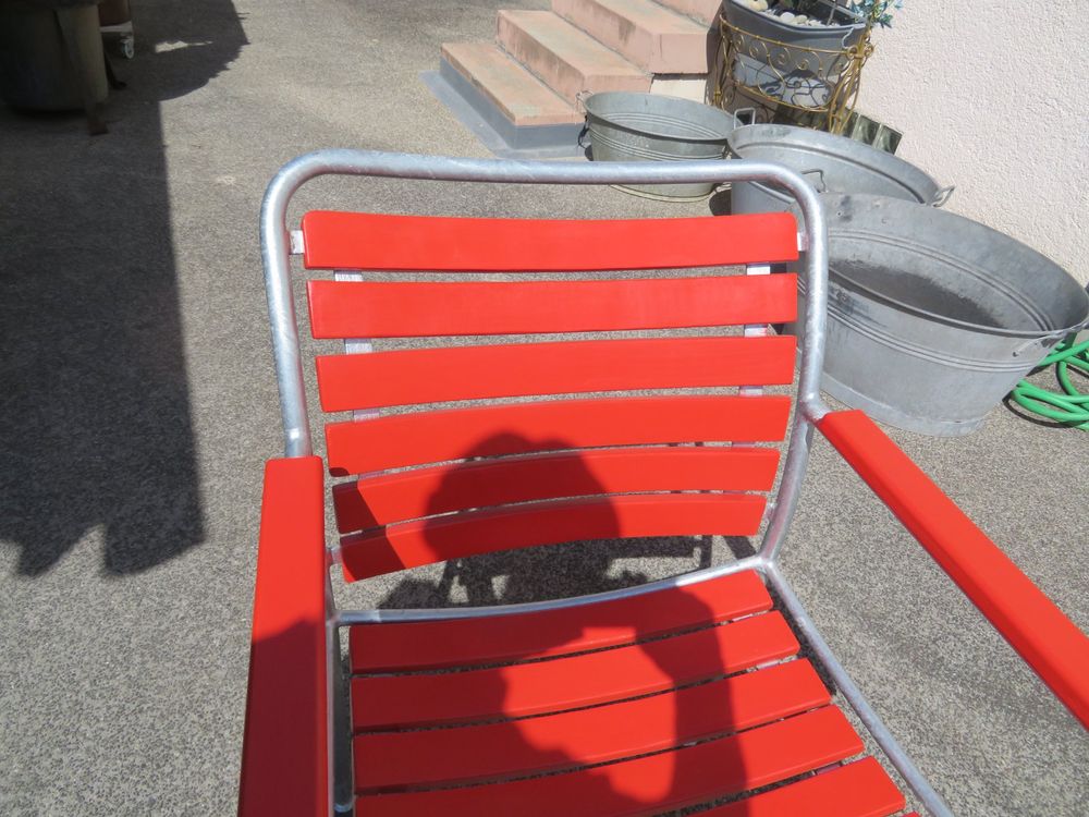 BIGLA, Roter Gartenstuhl, restauriert, verzinkt 9
