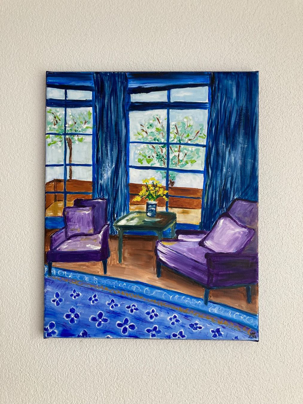 Dipinti: Das blaue Zimmer - Ölgemälde – Nuovo (secondo la descrizione) da Cham venduto da Felha 2