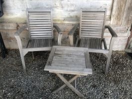 Garten Sitzgruppe Sessel Stühle aus Massivholz