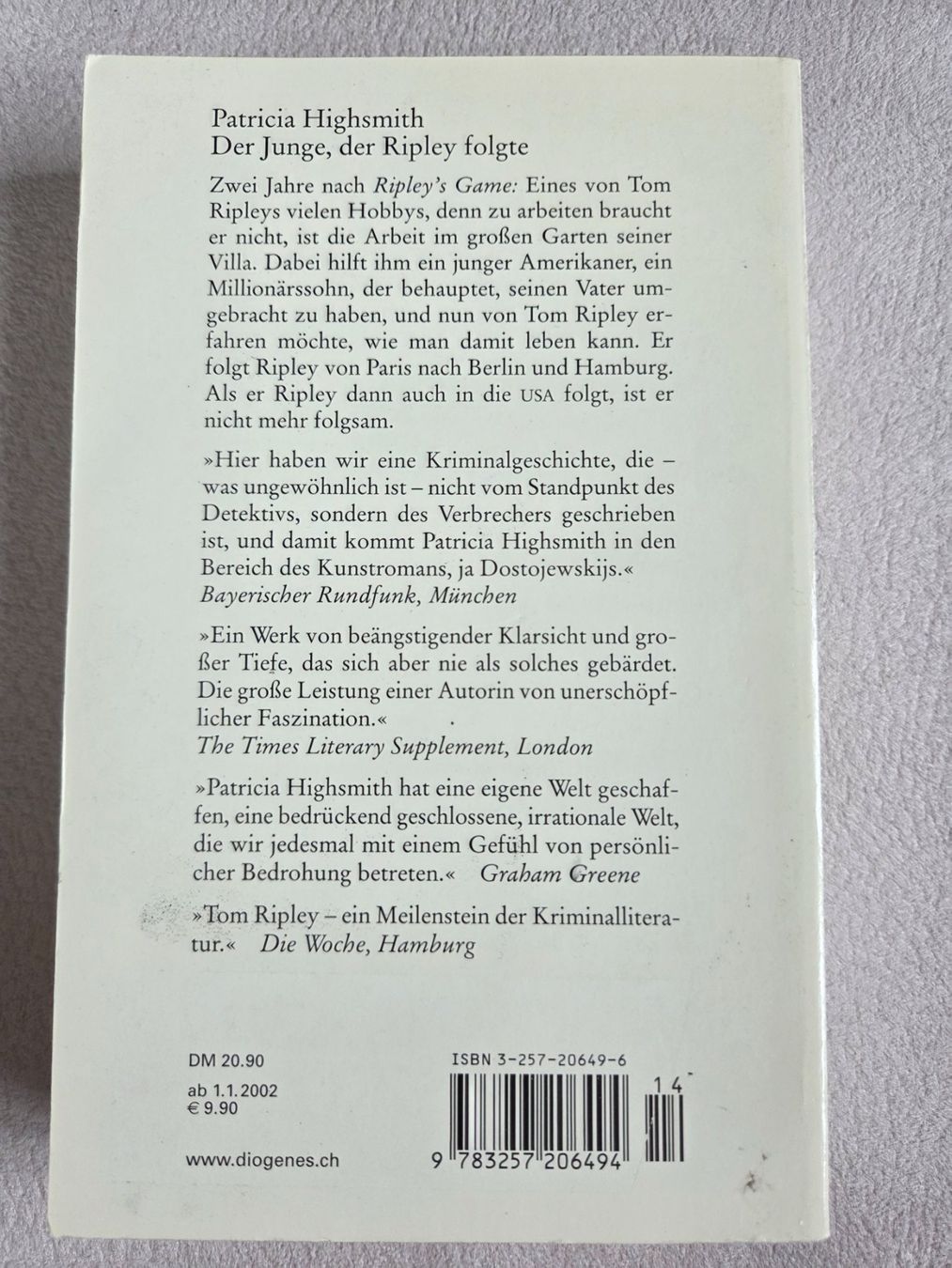 Libri: Patricia Highsmith - Der Junge, der Ripley folgte – Usato da Bergdietikon venduto da Tanne_10 1