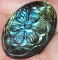 Deko - Heilstein L-632 – Flash Labradorit mit Blume –35x24mm