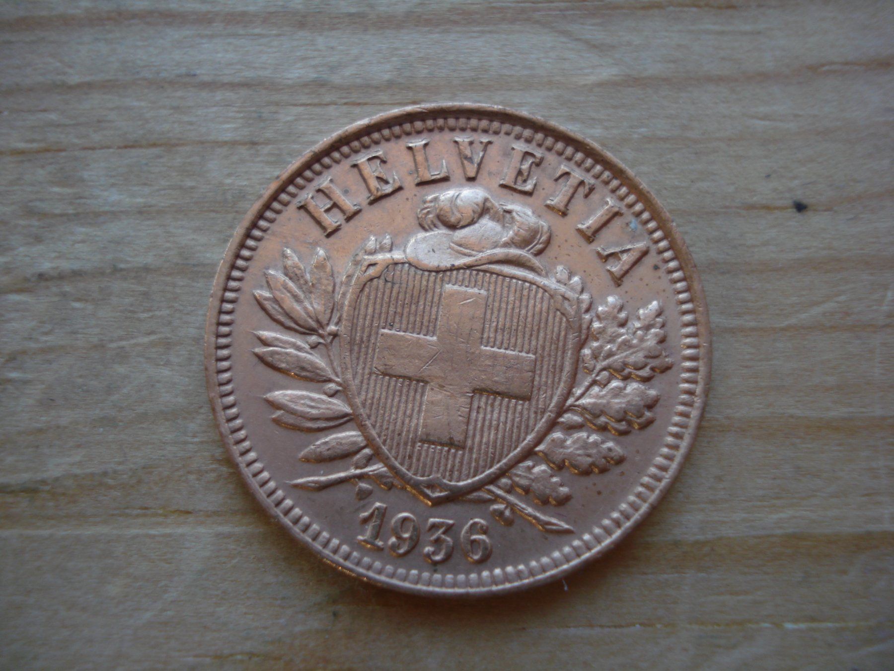 Alle Münzen: (M1) 2 Rappen 1936  VZ – Gebraucht aus Erlach von Net-Coins
