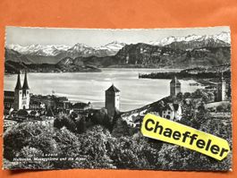  Luzern, Hofkirche, Museggtürme, und die Alpen