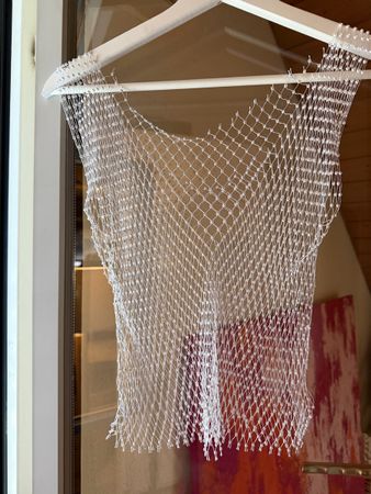 Mesh Top with Beads White