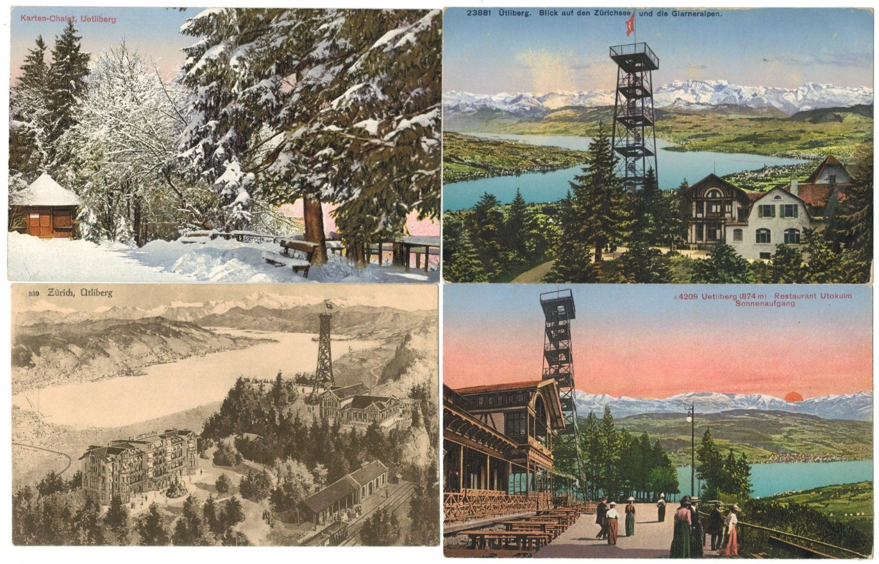 Cartoline postali: 4 AK Üetliberg – Usato da Zürich venduto da Tolima194