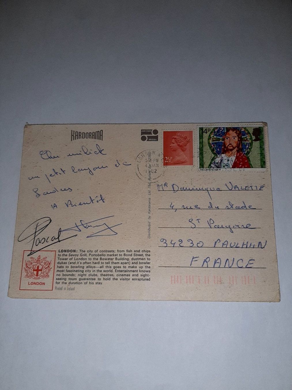 Cartoline postali: Carte postale timbre d'angleterre – Usato da Le locle venduto da juliensaran