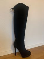 Overknee Stiefel schwarz Leder 36 Plateau High Heel Neu