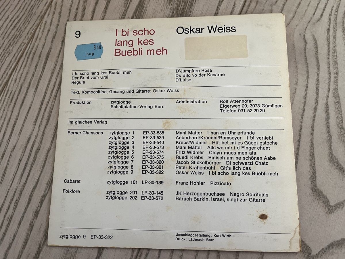 Dischi in vinile: Berner Chansons Oskar Weiss (Single EP) – Usato da Romanshorn venduto da Apfelschuss 1