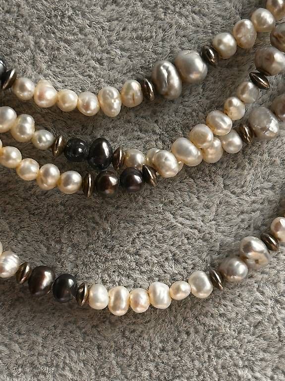 Catenine: Feine Perlenkette zart (mit hämatith) 80cm – Usato da Basel venduto da bellespirit 2