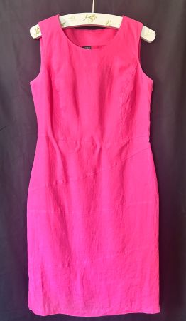 Hot Pink Linen Elegant Dress - Your Sixth Sense - Size 38