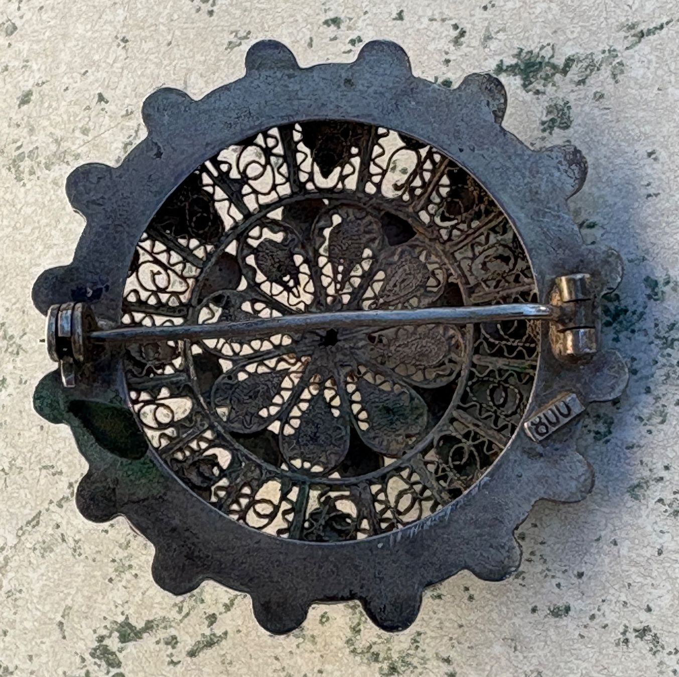 Spille & Fermagli: Trachtenbrosche Filigranarbeit Silber 800 – Usato da Bern venduto da Smintheus 1