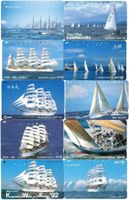 10 Telefonkarten mit Segelschiffen Japan
