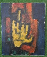 Peinture abstraite signée André, huile sur toile